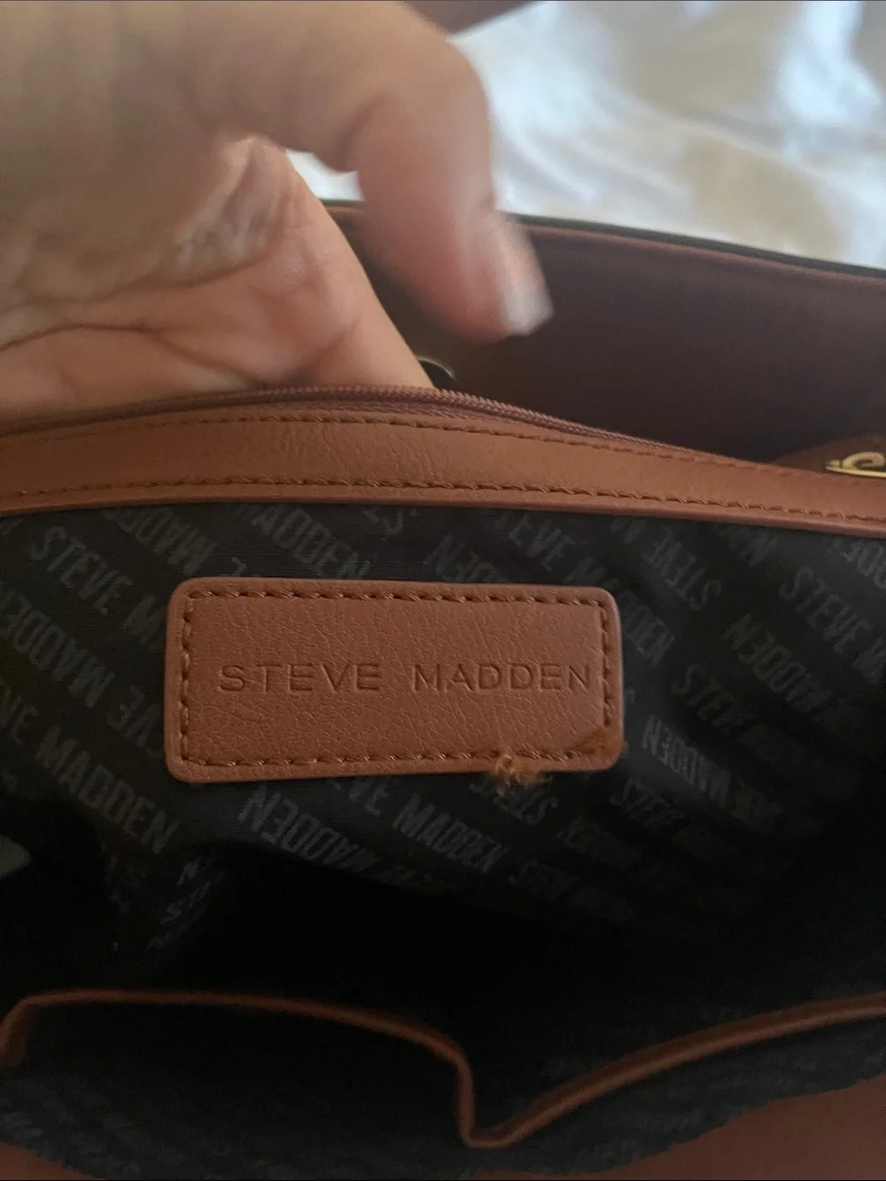 Steve Madden Black Tote Bag with Brown Handles